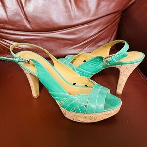 Nine West Teal Slingback Heels
